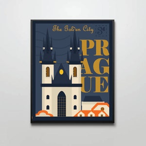 Prag Vintage Stempel Poster in 4 Farboptionen, 20x10 Zoll oder 16x20 Zoll Druck digitale Datei