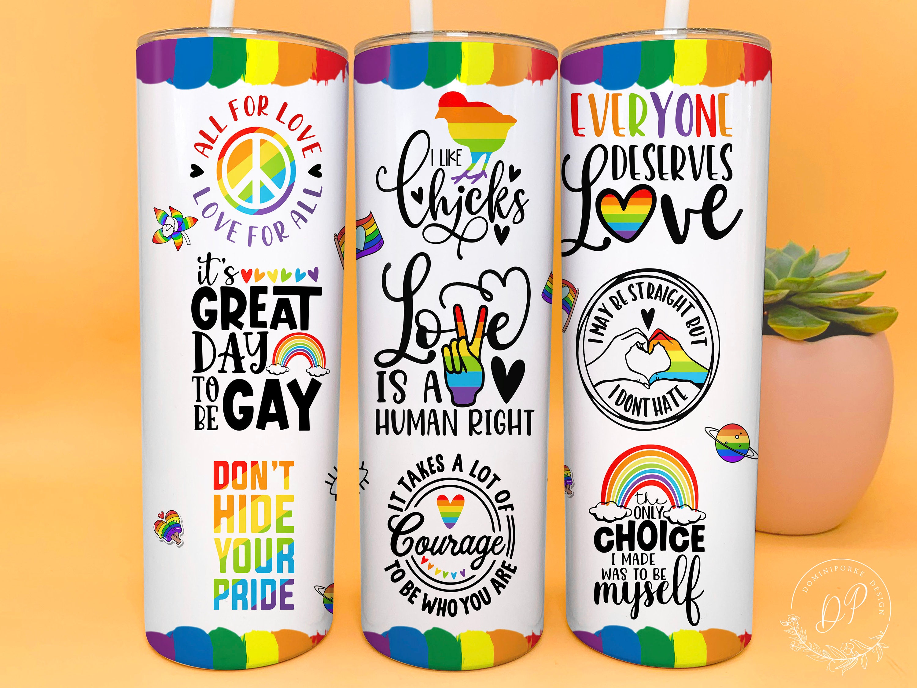 2 Kom Rainbow Pride Tumbler LGBT Kafa Putna Lezbejka LGBTQ Rainbow
