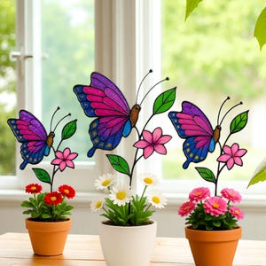 Glasmalerei Schmetterling Monarch Suncatcher Topf Dekoration Geschenk für Frauen Lichtfänger Sun Raum Dekor Dorf Stil Vatertagsgeschenk