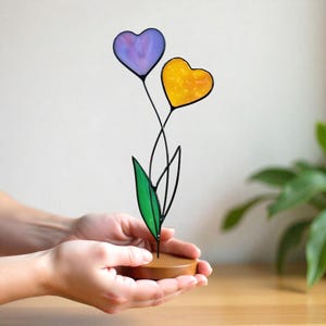 Flower Stained Glass , Personalized Birthday Gifts her, Unique Handmade Floral Decor for Women, Mom, Grandma, Flower Plant Stake, Decor