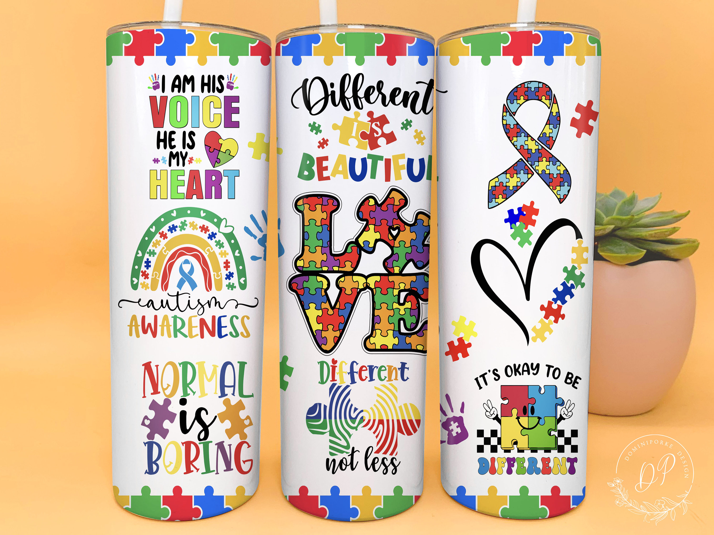 Autism Awareness 20oz Skinny Straight & Tapered Designs Etsy