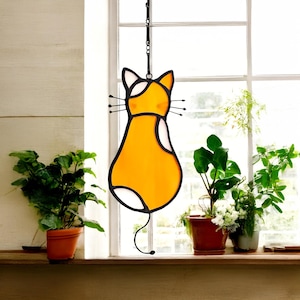 Custom Cat Memorial Suncatcher, Engraved Cat Lovers, Couple Cat On Moon Loss of Pet Sympathy Gift, Gift for Cat Lovers, Cat Memorial Gift