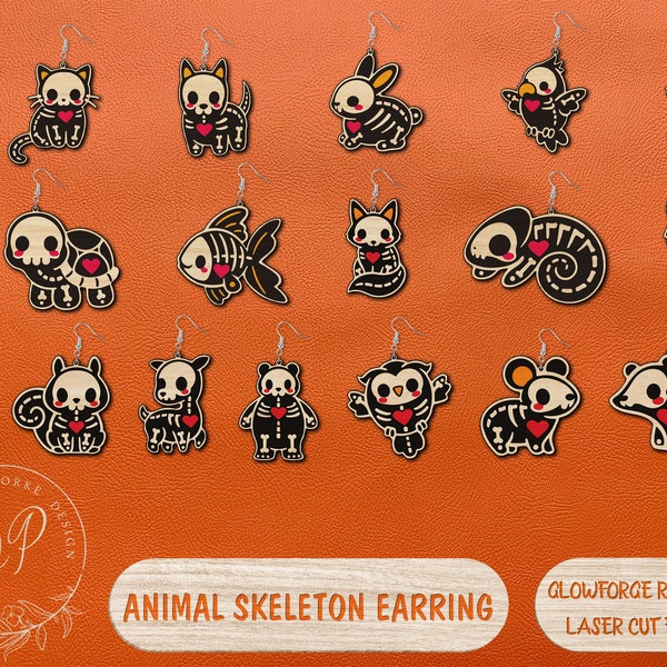 Animal Skeleton Earrings svg bundle, Cat and Dog Skeleton Earring svg, Halloween Earrings svg, Earring svg file, Instant Download