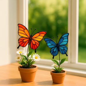 Zwilling Schmetterling Monarch Suncatcher Glasmalerei Topf Dekoration Geschenk I Für Frauen Licht Suncatcher Sonne Raum Dekor Dorf Besonderes Geschenk