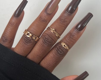 Brown Press On Nail Set | Brown Ombre Nails