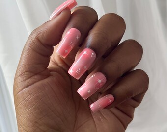 Pink Press On Nail Set | Aura nails | Shades of pink nails