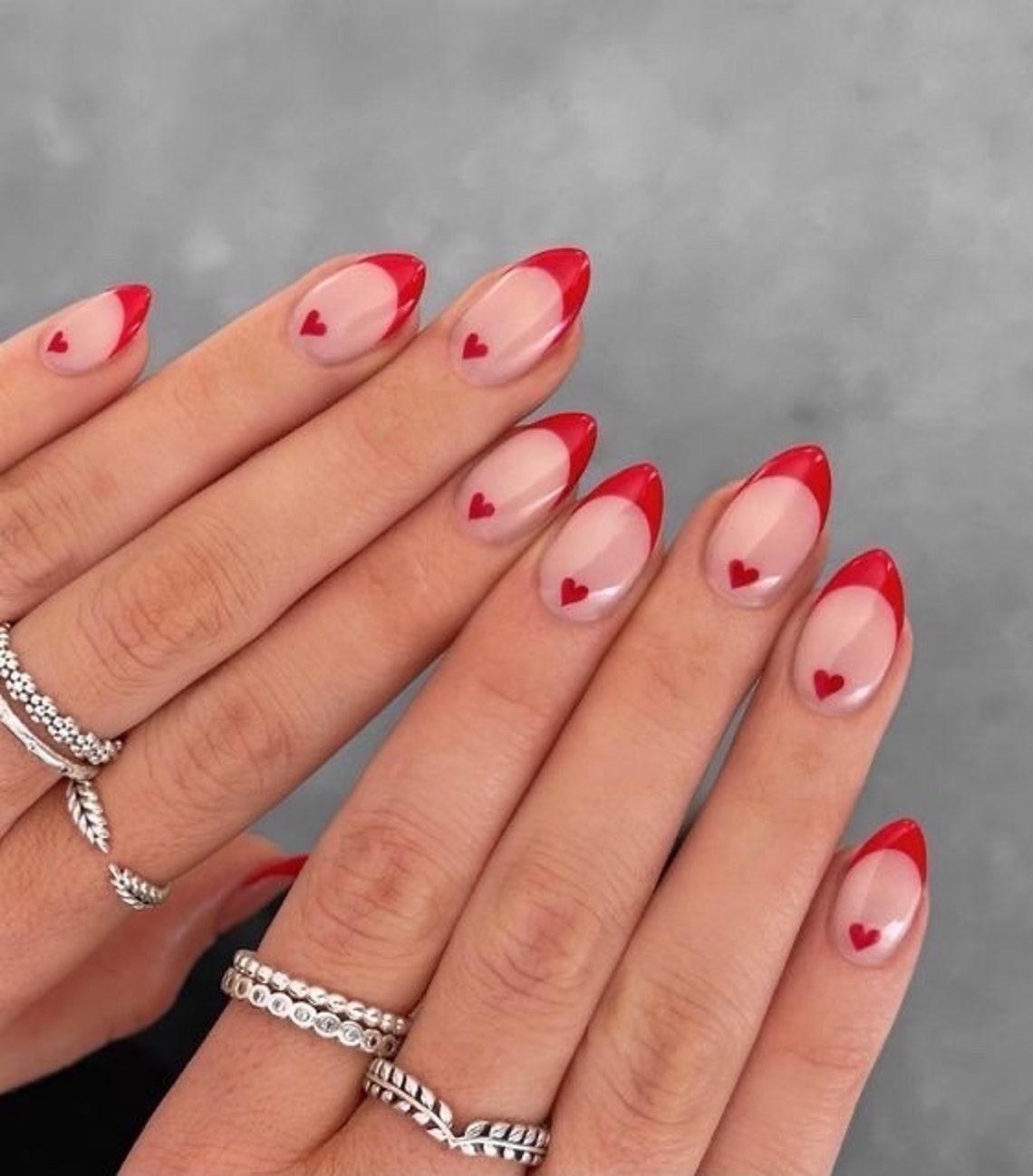 Red Heart French Tip Press On Nails Valentines Day Nails Etsy Il 1140xN.5668509718 I7ql
