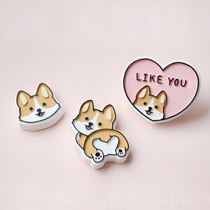 3 Choice Welsh Corgi design molds, dog character silicone mold, plaster air freshener mold,mold for gypsum resin jesmonite,ships from Korea*