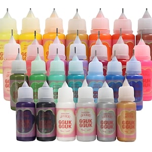 6/7 Acrylic Colors Set with Needle Tip Squeeze Bottle, Acrylic Paints in Precision Tip Applicator Bottles,Plaster Coloring, ships from Korea