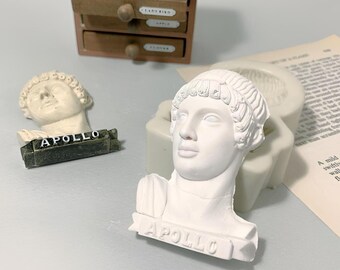 Greek God Statue Mold, Apollo Aristotle Head, Intaglio Ceramics