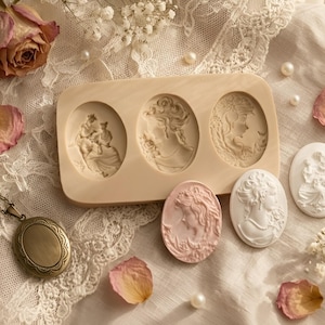 Cameo Silicone Mold - Goddess, Oval Cabochon, Resin, Soap, Clay, Wax Mold