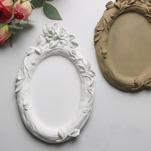 La vie en rose antique silicone frame mold, Large picture frame mold with rose, Food grade Handmade, intaglio frame, ships from Korea*