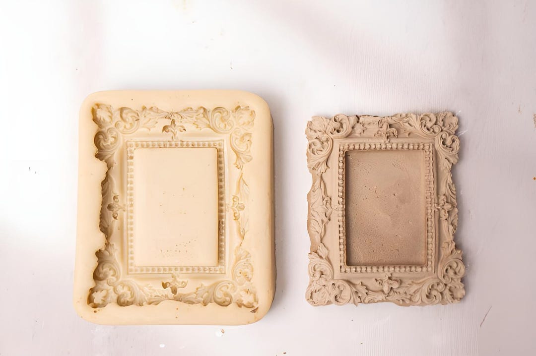 Rectangle Vintage Photo Frame Mold, Pottery Ceramics Frame Silicone ...