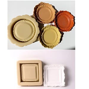 2-Type Vintage Silicone Jewelry Tray mold, Round tray mold, Square tray mold, Photo frame mold, Intaglio art frame mould, ships from Korea