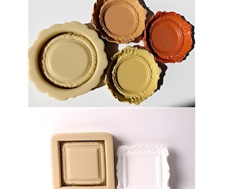 2-Type Vintage Silicone Jewelry Tray mold, Round tray mold, Square tray mold, Photo frame mold, Intaglio art frame mould, ships from Korea