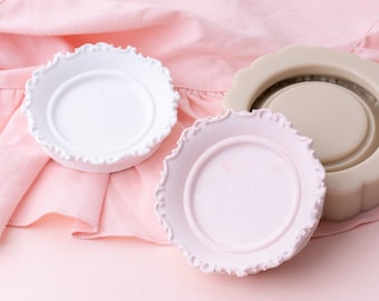 4.3&#39;&#39;Vintage Silicone Circle Round Jewelry Tray mold, Antique Jewelry tray mold, coaster mold, Photo frame, Intaglio frame,ships from Korea*