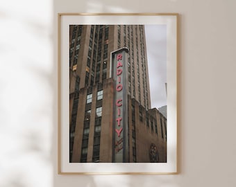 NYC Radio City Music Hall Neon Sign Digital Download | New York City Photography | Instant Printable Wall Art | Classic NYC Home Decor