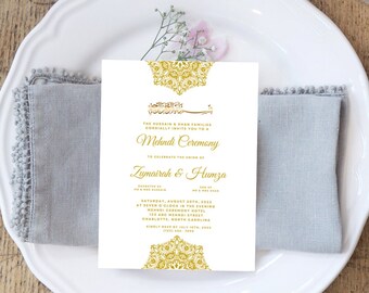 Islamic Wedding Invitation, Islamic Wedding, Mehndi Invitation, Digital Mehndi Invitation, Digital Henna Invitation, 5 x 7, Version 3