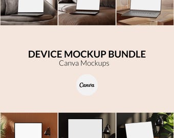 Pacote de mockups de dispositivos Canva: iPhone, iPad, MacBook (download digital)