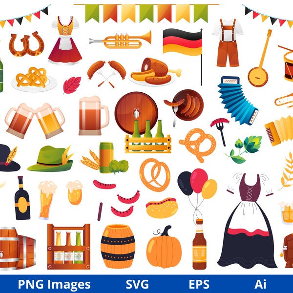 Oktoberfest Clipart, Germany clipart, Octoberfest Svg, German Flag SVG, Festival clipart, Thanksgiving Clipart, Instant Download SVG and PNG