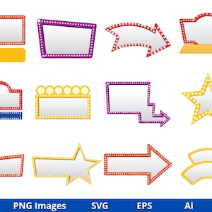 Marquee Lights Frame Clipart, Frame Clipart, Marquee Sign Frame With ...