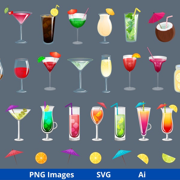 Cocktails clipart, Summer clipart, Summer cocktail clipart, Tropical drinks, Milkshakes, Mojito, Club cocktails, Download SVG and PNG