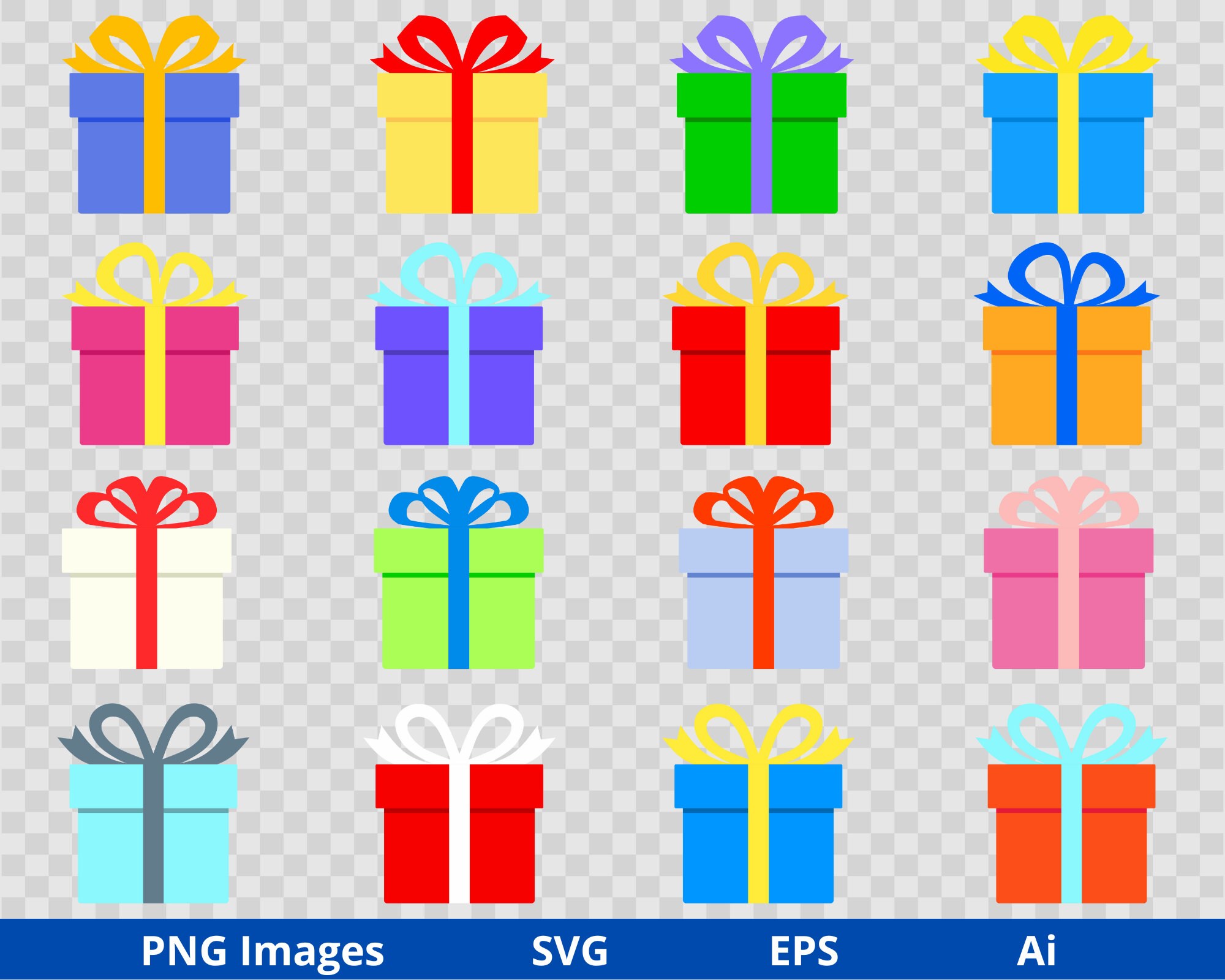 Present Box Clipart, Gift Box Clipart, Gift Wrapped Present Planner
