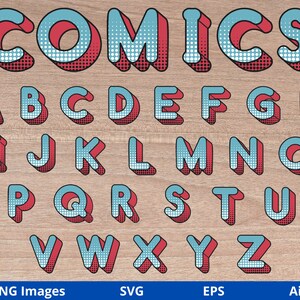 Comic Font Svg, Comic alphabet clipart, Comic Letters, Cartoon ...