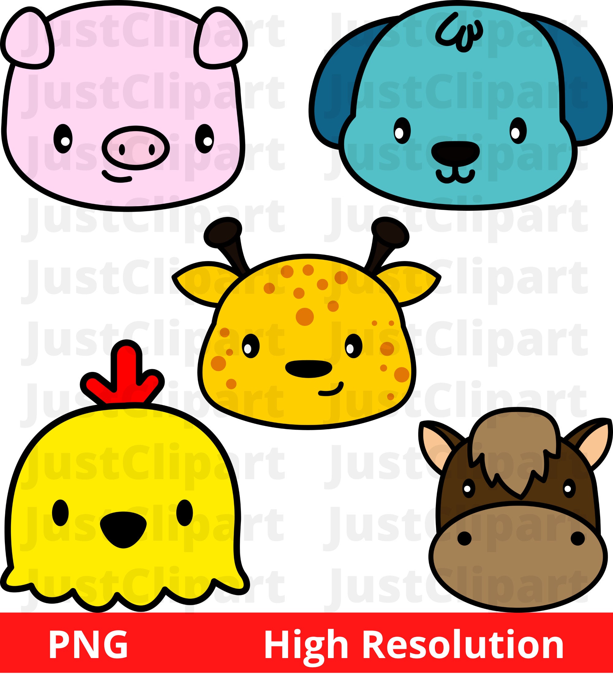 Animal Face Clipart, Animal Face Svg, Animal Clipart, Nursery Animal
