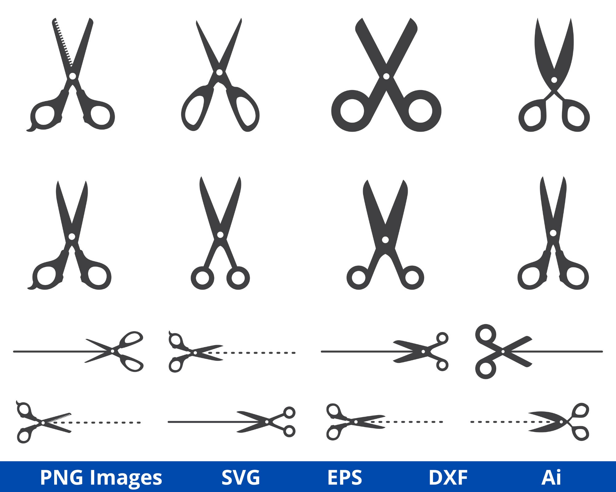 Scissors SVG, Cut Here SVG, Scissors With Cut Line, Scissors Clipart