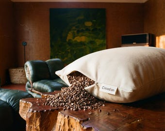 Circadian Buckwheat Pillow, USA-Grown Pre-Polished Hulls, Cervical Support, GOTS Certified Cotton Cover, Handmade in New Jersey