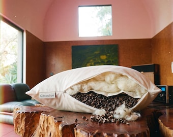 Circadian Buckwool Hybrid Pillow, Buckwheat and Organic Wool, Handmade in New Jersey, Two-Chamber Adjustable