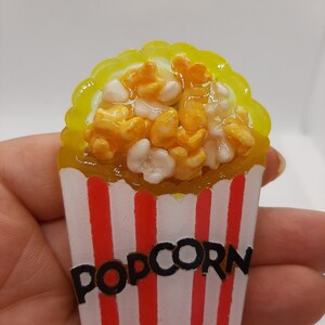 3D Realistic Popcorn magnet:  popcorn fridge magnet foodie 3D handmade unique decor sensory textured realistic cute