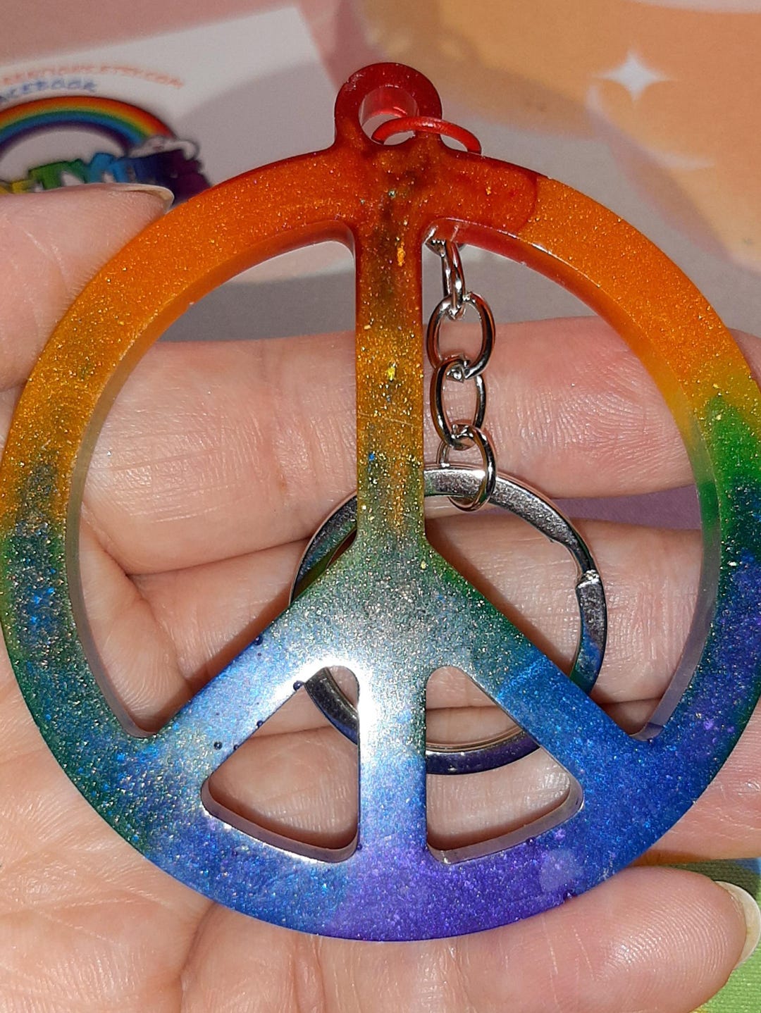 Large Peace Sign Keychains: Tie-dye---you Choose - Etsy