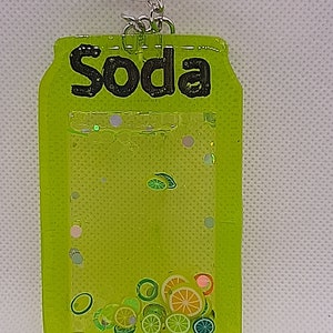 Large Lemon Lime Soda shaker charm:  citrus soda can pop lemon lime fizz sensory fidget stress relief unique handmade