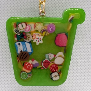 Cute Green Shopping Cart handmade resin shaker charm