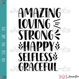 Incroyable Loving Trong Happy Selfless Silhouette gracieuse Svg | Téléchargement instantané numérique pour Cricut