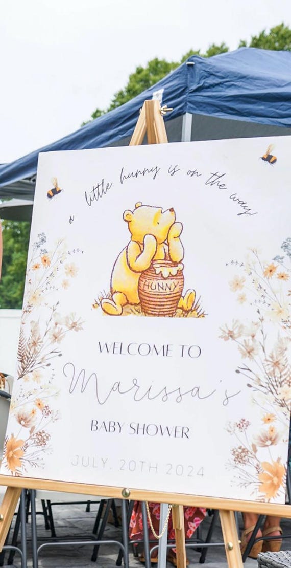 Editable Winnie The Pooh Baby Shower Printable Gender Neutral Welcome Sign Instant Digital Download size 20X24