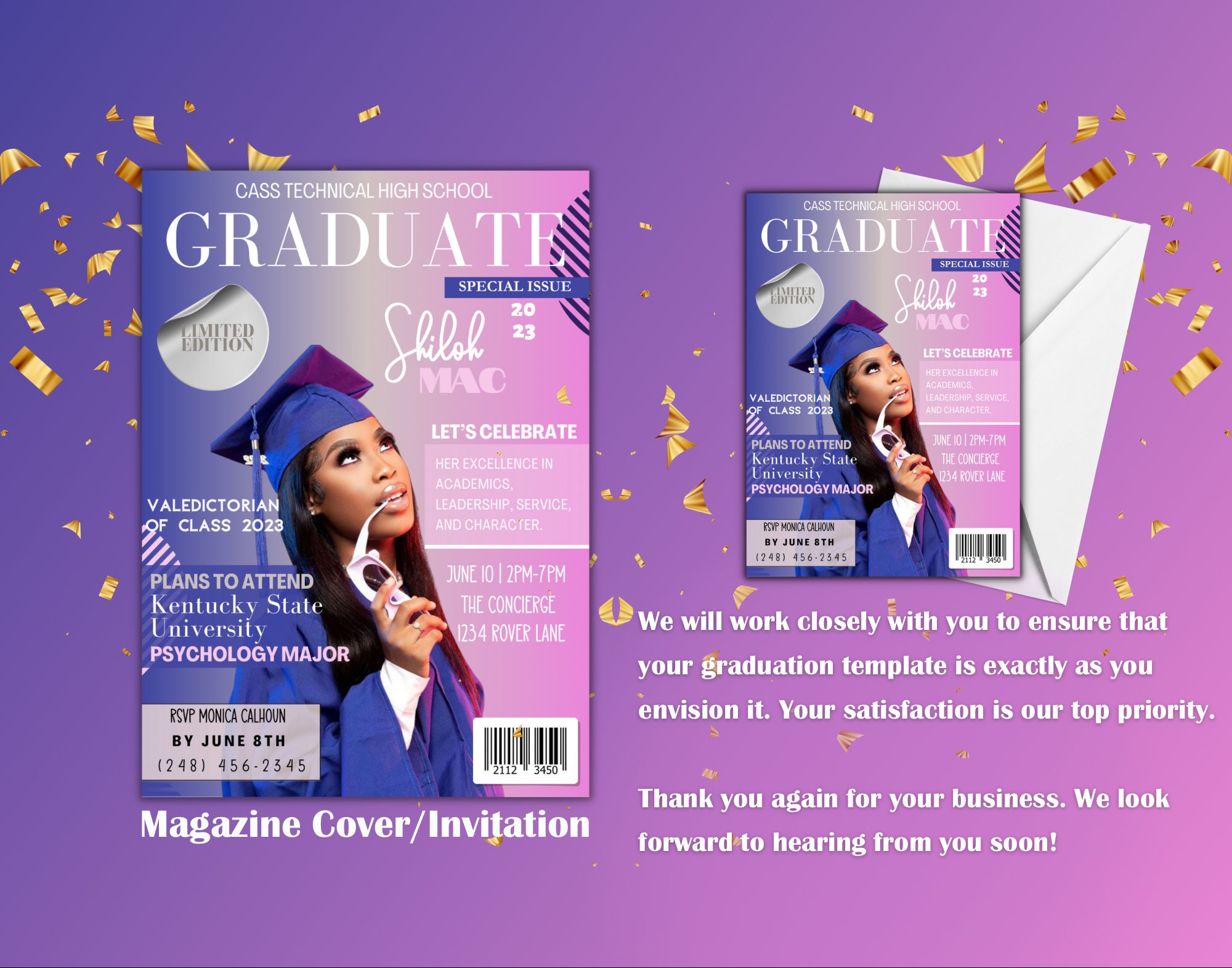 Graduation Magazine Cover Class of 2023 Editable With Canva Send