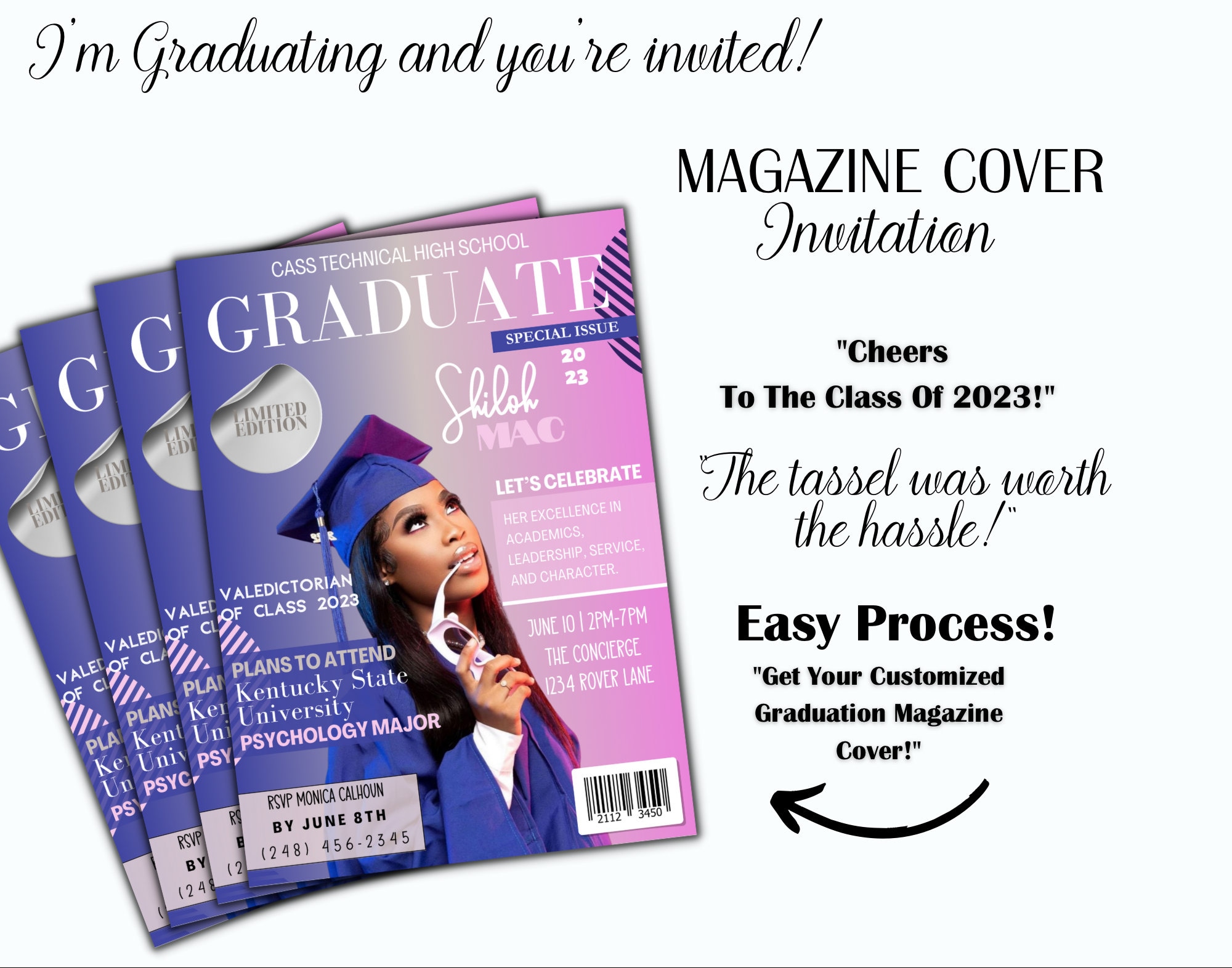 Graduation Magazine Cover Class of 2023 Editable With Etsy