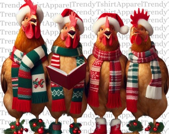 Christmas Chickens PNG File Download, Merry Chickmas PNG, Merry Christmas Chickens, Farmer Christmas PNG, Funny Chicken Lover Xmas Download