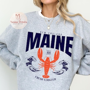 Fisherman Aesthetic Maine Lobster Sweatshirt, Nautical New England Coastal Chic Crewneck Sweater, Lobster Shirt, Seafood Ocean Lover Gift