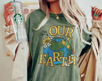 Comfort Colors® Granola Girl Aesthetic Shirt, Environmental Hipster T-Shirt, Take Care of Our Earth Day Tee, Cute Graphics Granola Girl Gif