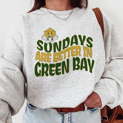 Green Bay Football Shirt Cheese Head Green Bay Crewneck Etsy