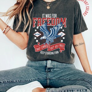 Christian 4th of July Shirt, Christian T-Shirts, Freedom Tee 4th July Shirt Men, July 4th Shirt Women, Bible Verse Shirt, Eagle Shirt Women Pepper