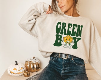 Green Bay Football Game Day Sweatshirt, Green Bay Shirt, Wisconsin Sweatshirt, Cheese Head Vintage Crewneck, Green Bay Game Day Outfit