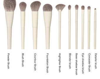 10 White Women Facial Soft Fluffy Makeup Brushes Set Blending Eyebrow Highlight Make Up Set Brush Cosmetics Tools Holiday Series Beauty Tool
