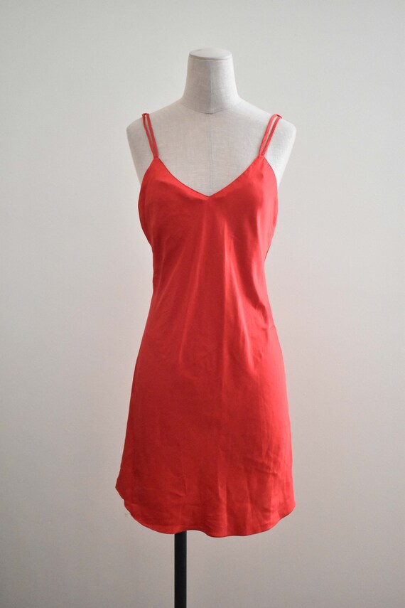 1980s Nightgown // Vintage Red Silk Nightgown Slip Dr… - Gem