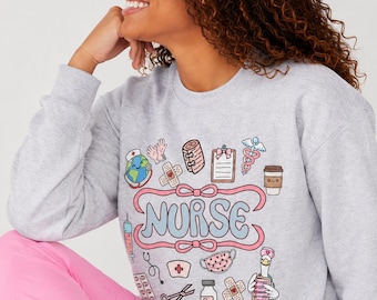 Nurse Life Sweatshirt, Cute Nurse Gift, Nursing Student Crewneck, RN Gift, Nurse Grad Gift, Healthcare Worker Sweater, Nurse Week Gift