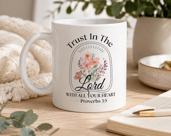 Trust In The Lord Mug, Christian Nurse Coffee Cup, Proverbs 3:5 Faith Mug, Religious Nurse Gift, Nursing Student Gift, Scripture Nurse Mug